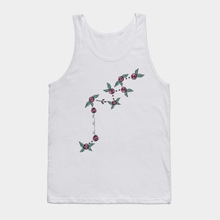 Lacerta (Lizard) Constellation Roses and Hearts Doodle Tank Top